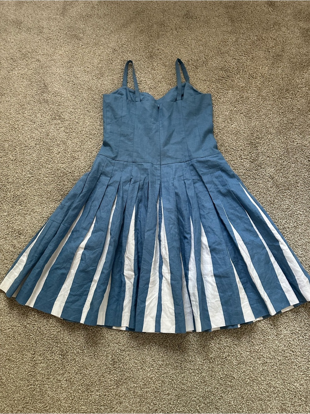 Boden Matilda Blue & White Pleated Linen Cotton Midi Dress Size M - Picture 4 of 10
